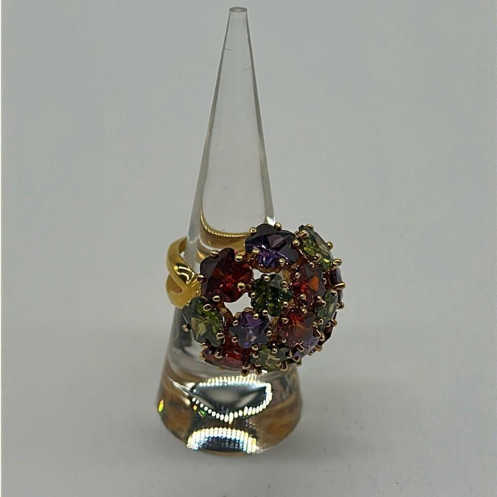 Joan Rivers Glam Finale Multicolor Crystal Gold Tone Bauble Ring Size US 7 RARE